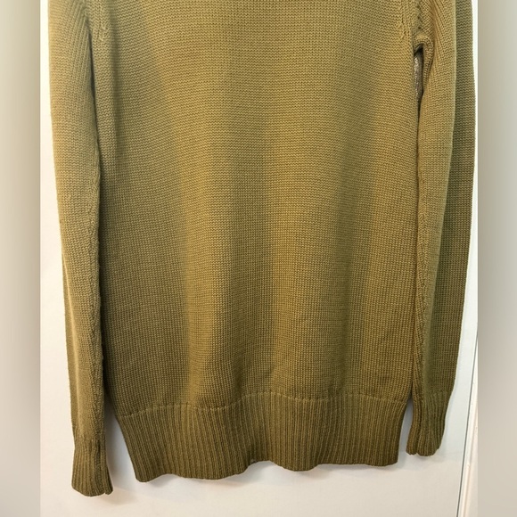 Kenneth Cole Olive Green Bronze Metallic Merino Wool Blend Knit Chain Sweater S - Picture 10 of 13